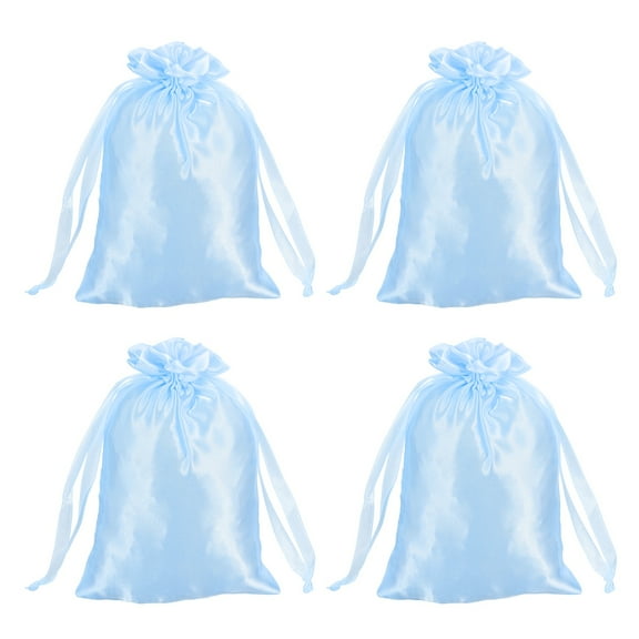 Uxcell Satin Bags with Drawstring, 4x6 Inch Wedding Favor Bag Mini Gift Packaging for Birthday Christmas Jewelry Party (Blue, Pack of 4)