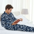 thumbnail image 6 of Naloa Dragon Men’s Pajamas Set - Long Sleeve Button Down Sleep Shirt and Pajama Bottoms Sleepwear Set-Large, 6 of 7
