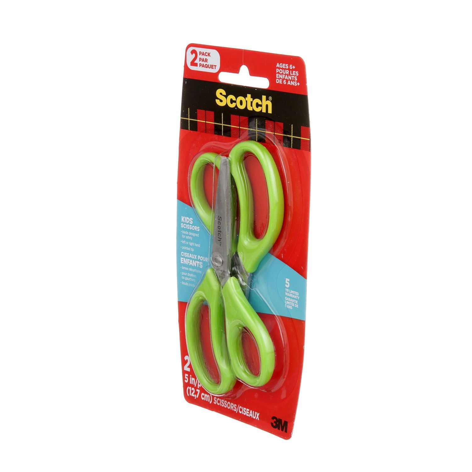 Scotch™ Kids Scissors 1441P-2-EF, Pointed Tip, Green, 2/pack, Scotch™ Scissors 1441P-2-EF