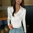 thumbnail image 2 of EDFBUYKRS Womens Tunic Tops 3/4 Roll Sleeve Floral Printed V Neck Blouses Long Sleeve Shirts for Women L, 2 of 4