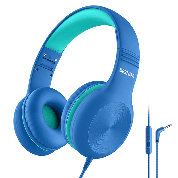 Seenda Kid's Foldable Wired Over-Ear Headphones, Blue, HKC306