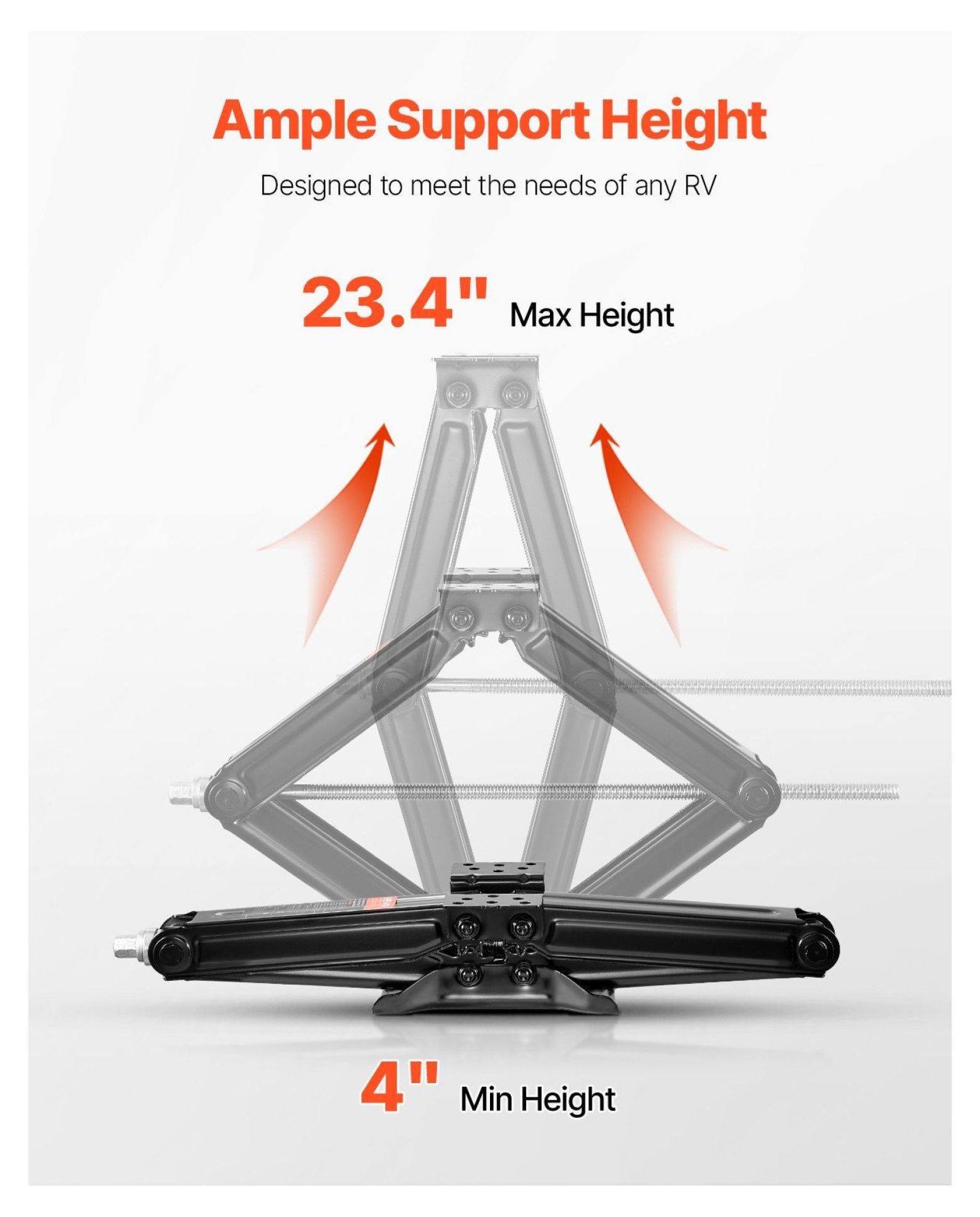 5000 lbs RV Scissor Jacks - 23.4 Inch Stabilizer Jacks for Travel Trailer Leveling, 4-Pack
