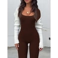 thumbnail image 4 of Biekopu Women Workout Romper Solid Color Long Sleeve Yoga Bodycon Pants Jumpsuit for Sports Gym Fitness Athletic Active Wear, 4 of 9