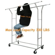 330 lbs Commercial Clothing Garment Rack Adjustable Collapsible Rolling Clothes Rack Chrome