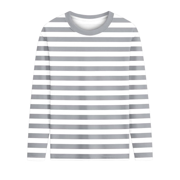 Scyoekwg Girls Shirts Wide Striped Long Sleeve T-Shirt Crewneck Casual Top Tee for Fall Spring School Daily Comfortable (Gray,4 Years)