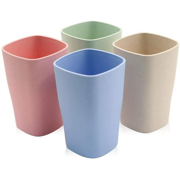 Artrylin Wheat Straw Reusable Cup - Unbreakable Drinking Glasses Set of 4 - Dishwasher Safe - BPA Free and Eco friendly,14.5oz, 400-500ml,Square,Random Color