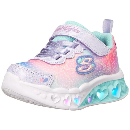 Skechers Kids Girls Flutter Heart Lights-Simply Sneaker, Lavender/Multi ...