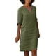 thumbnail image 1 of Mini vestido estampado con cuello en V y manga media para mujer - Algodón/lino, estilo informal/vacacional, primavera/otoño, lavado a mano/a máquina con programa delicado, tallas asiáticas reales, 1 of 8