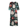 thumbnail image 5 of Christmas Dresses for Women Ladies Fashion Christmas Print Lapel Button-Down Seven-Quarter Cuff Strap-Up Dress for Christmas Party,Red,S, 5 of 5