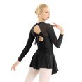 thumbnail image 2 of YONGHS Women's Long Sleeve Mesh Patchwork Skating Dress Dance Athletic Leotard Gymnastics Costume Black Medium, 2 of 7