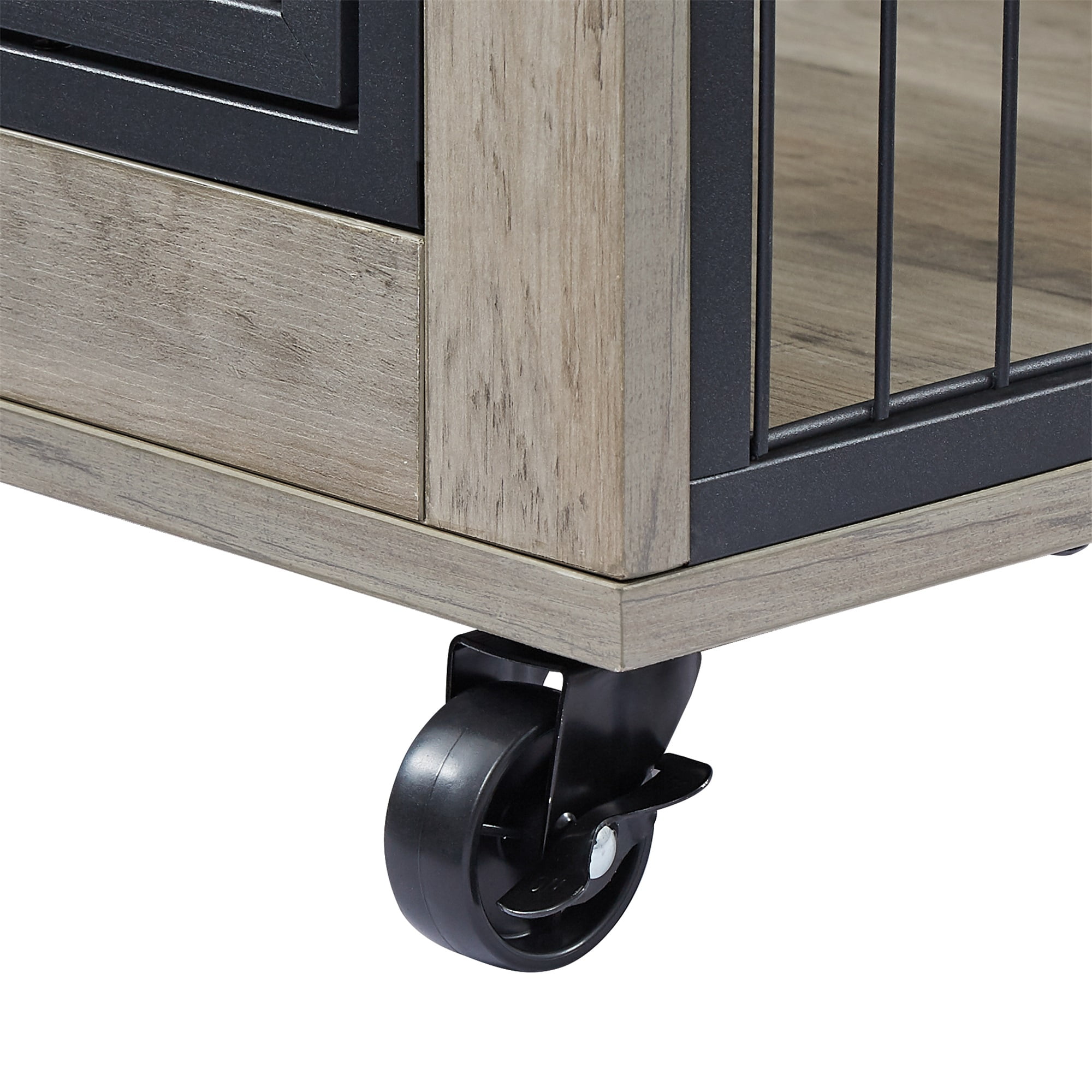 Pefilos 43" Wooden Dog Crates for Large Dogs Indoor Sliding Door Dog Cage Furniture with Wheels for Two Puppies Dog House, Gray Pefilos 43" Wooden Dog Crates for Large Dogs Indoor Sliding Door Dog Cage Furniture with Wheels for Two Puppies Dog House, Gray