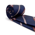 thumbnail image 6 of Mens Necktie Striped Dark Space Blue Orange Stripes Business Formal Woven XL Extra Long 63", 6 of 6