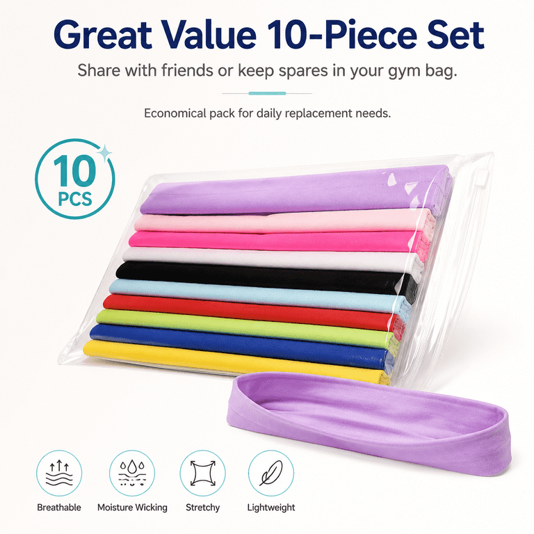 Artrylin 10-Pack Non-Slip Stretchy Headbands for Women  display picture 3