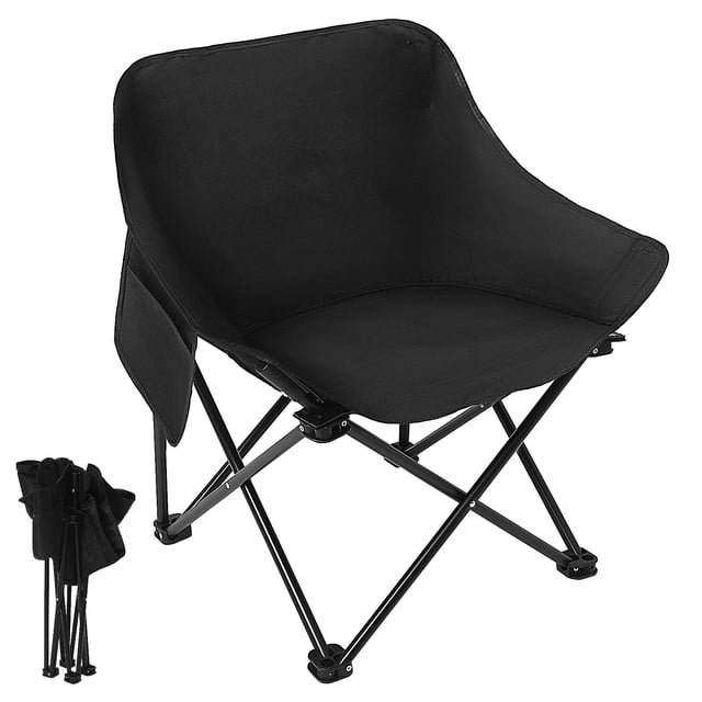 Raindrops Chaise Pliante d'Extérieur Noire avec Soutien Solide et Design Pliable Portable