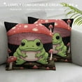 thumbnail image 3 of GOSMITH  Cartoon Mushroom Frog Outdoor Throw Pillow Covers Set of  Soft Cute Frog Cushion Covers for for Couch Sofa Natural Wild Fungus Decor Pillowcases Pink Mushroom Outdoor Pillows Covers, 3 of 5