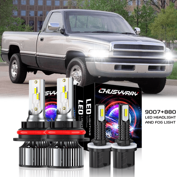 9007/HB5 LED Headlight Bulbs 880/899 Fog Lamp Bulbs Kit White 4x For Dodge Durango 1998-2000