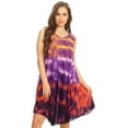 thumbnail image 5 of Sakkas Nora Sleeveless Embroidered Short Tie Dye Caftan Dress / Cover Up - Orange - One Size, 5 of 5