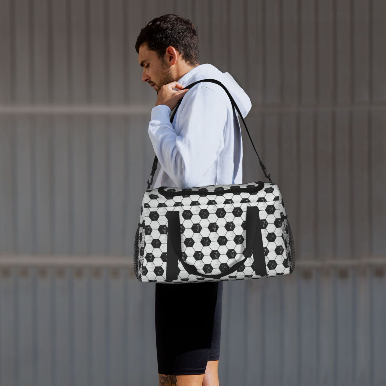 Fuzoiu Soccer Print Travel Duffle Bag,Carry On Tote Bags,Duffel Bag,Sport Gym Bag, Hospital Bag for Labor and Delivery, Overnight Bag,Luggage Bag