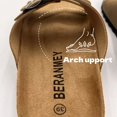 thumbnail image 6 of BERANMEY Unisex Cork Footbed Sandal for Womens Flat Slide Sandals Cork Footbed 2 Straps Adjustable Buckle Slip on Sandals with Comfort Arch Support for Slippers, 6 of 10