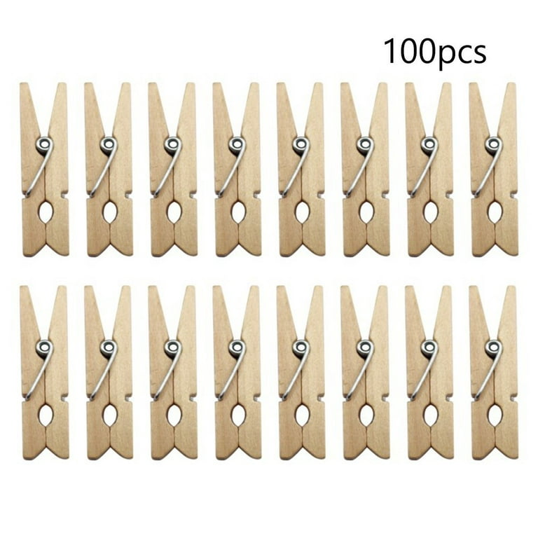 50Pcs Mini Wood Clothespins Laundry Photo Paper Peg Clips Clothes