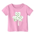 thumbnail image 3 of Shadoumai Girls' St. Patrick's Day T-Shirt, Pink with Green Sequin Shamrock, Short Sleeve, 3 of 4