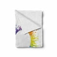 thumbnail image 2 of Colorful Soft Flannel Fleece Blanket, Heart Shaped Motif and Rainbow Color Splash Frame Image on Plain Background, Cozy Plush for Indoor and Outdoor Use, 60" x 80", White Multicolor, by Ambesonne, 2 of 6