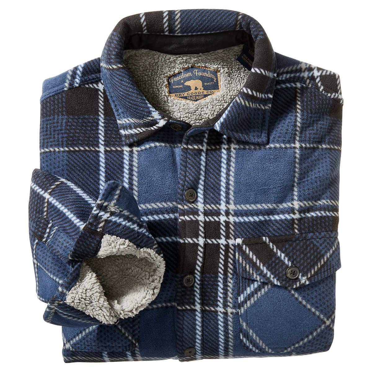 Freedom Foundry Men s Plaid Super Plush Jacket Shirt Dark Blue XL NEW Walmart