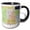 Black/White, variant on 3drose, Image of Topographic Map of Vermont with Flag, 11oz Two-tone Yellow Mug
