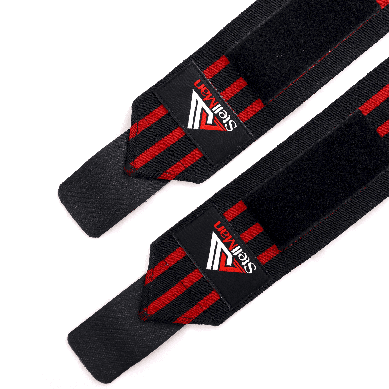 StellMan Wrist Wraps for Weightlifting Gym Training Powerlifting Wrist Support Black with Red Stripes