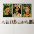 thumbnail image 3 of IDEA4WALL Framed Canvas Print Wall Art Set of 3 Floral Self Portraits by Frida Khalo Retro Art Vintage Nature & Humanities Artwork Colorful Vivid Art Prints for Home Decor - Natural 16"x24"x3, 3 of 5