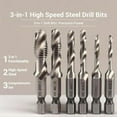 thumbnail image 3 of 3 in 1 Spiral Tap Hex Shank Drill Bit Set, Professional Thread Tap Drill Bit Set, Metric Combination Threading Tools Kit, Quick Change Impact Driver Socket, Professional Repair (Gold-Long), 3 of 7