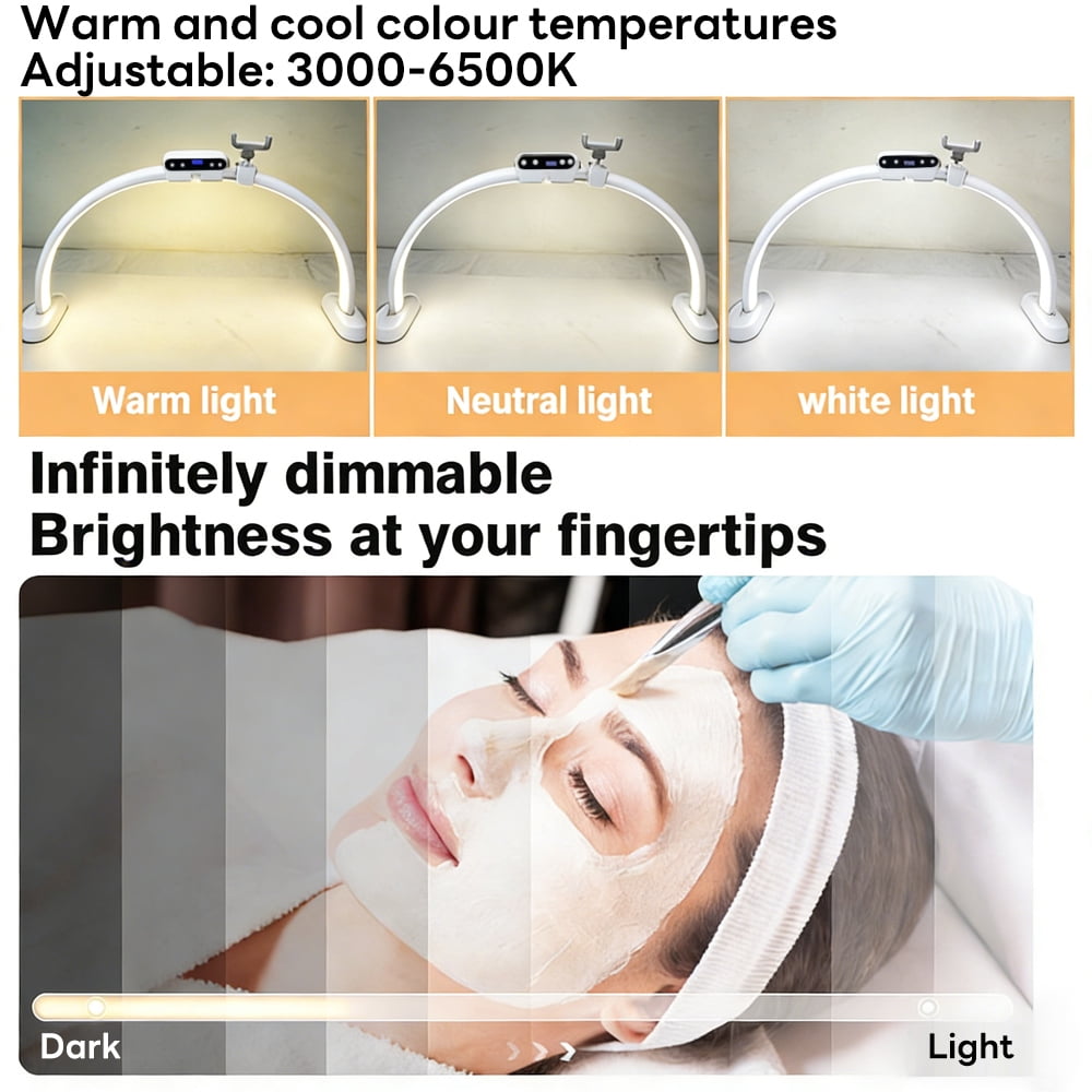 INSMART Half Moon Light for Nail Desk, LED Desk Lamp with Stable Base, Remote Control, 10 Brightness & 3 Color Modes for Nail Art, Eyelash, Tattoo
