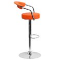 thumbnail image 2 of Contemporary Orange Vinyl Adjustable Height Barstool with Arms and Chrome Base, 2 of 6