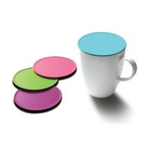 Drink Tops Tap and Seal Coffee and Tea Covers- Gently Suctions to Mugs to Keep Drinks Warmer Longer and Reduce Splashing- BPA Free Silicone Coffee Mug Cover- 4pk - Summer Crush
