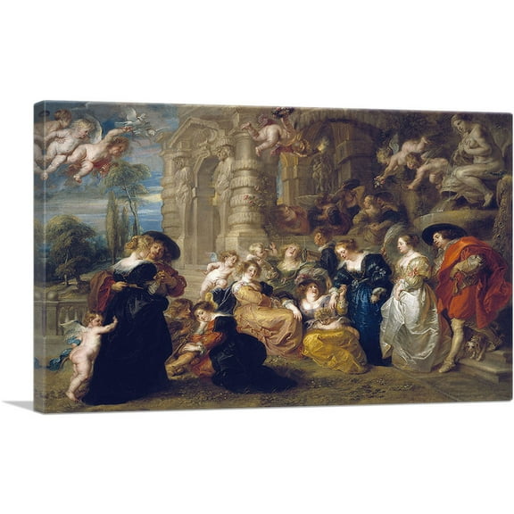ARTCANVAS The Garden of Love 1634 Canvas Art Print by Peter Paul Rubens - Size: 18" x 12" (0.75" Deep)