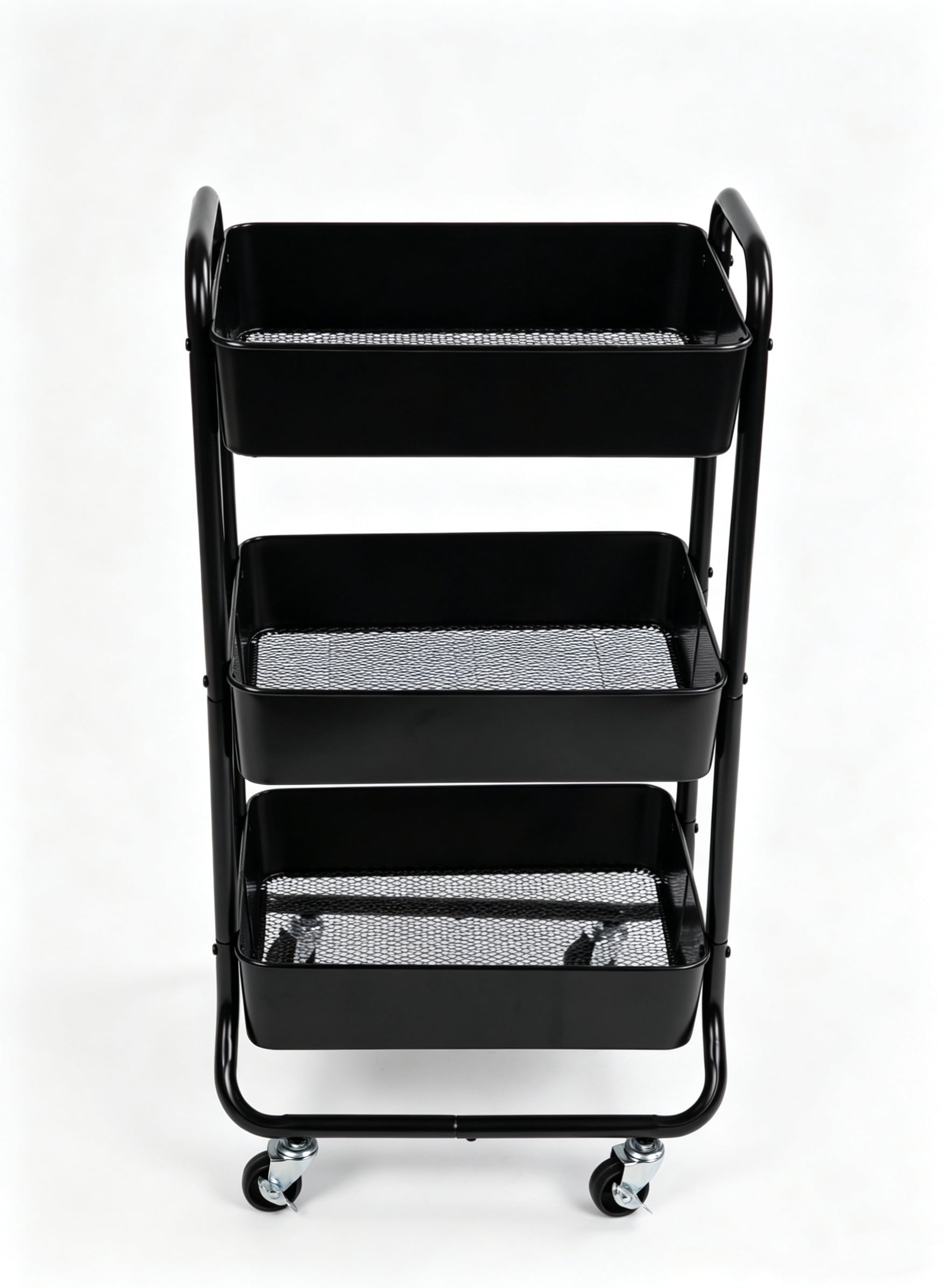 (3 pack) Mainstays 3 Tier Metal Laundry Cart, Rich Black, Easy Rolling