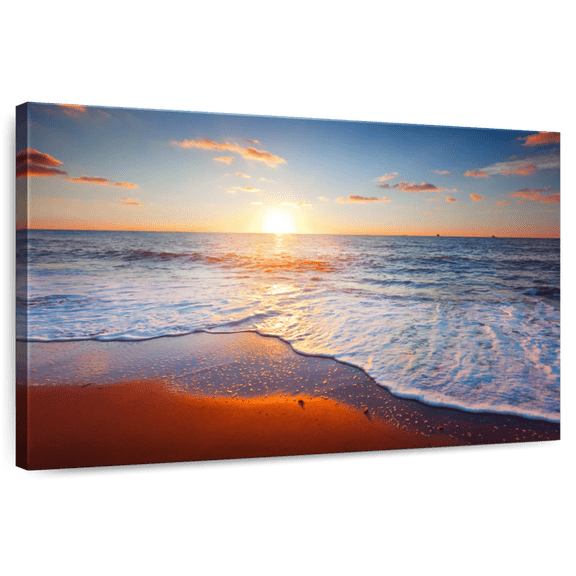 Elephant Stock Siesta Beach Wall Art - Horizontal Canvas Wall Art - Living Room Wall Decor - Beach Canvas - Blue And Red Decor - 12" x 8"