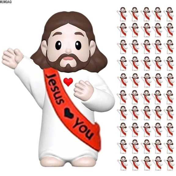 MUMQAQ 50 Pcs Little Jesus Figures，Mini Jesus Figurines Tiny Statues for Easter Egg Stuffers to Hide and Seek Sunday School Religious Party Share