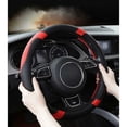 thumbnail image 3 of Universal Heavy Duty Genuine Leather Steering Wheel Cover 37-38cm/15inch Non-slip Steering Wheel Cover Red Steering Wheel Protector, 3 of 5