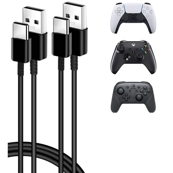 Câble de Chargement pour Manette PS5 – Lot de 2 Fils de 10 Pi Type C vers USB‐A, Cordon de Données, Fil de Synchronisation Haute Vitesse pour Playstation 5 DualSense, Xbox Series S X Core, Elite Series 2, NS Switch Lite, Manette Pro