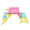 thumbnail image 4 of Kids Outdoor Picnic Table Set with Bench, 2 In 1 Colorful Toddler Activity Table, Wooden Children Table and Chair Set for Indoor Garden Patio Yard, 4 of 8
