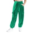 thumbnail image 3 of Xnihocha Boys Girls Jazz Dance Trousers Pants Cheerleading Dancewear Loose Fit Sweatpants Streetwear Green 14, 3 of 7