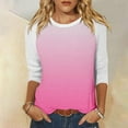 thumbnail image 2 of ATOYSOY Women's Going Out Business Tees Slim Raglan Shirts Gradient Pullovers Casual Holiday 3/4 Sleeve Tops Cute Round Neck Blouses Summer Fashion Clothes Pink L, 2 of 5
