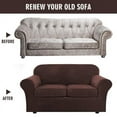 thumbnail image 3 of JIAN YA NA Stretch Velvet Sofa Covers Large Couch Covers Sofa Slipcovers with Seperate Seat Cushion Covers(Dark Brown, Loveseat Cover), 3 of 8