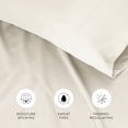 thumbnail image 5 of Noble Linens Rayon from Bamboo 4 Piece Luxury Bed Sheet Set, Ivory, Queen, 5 of 11