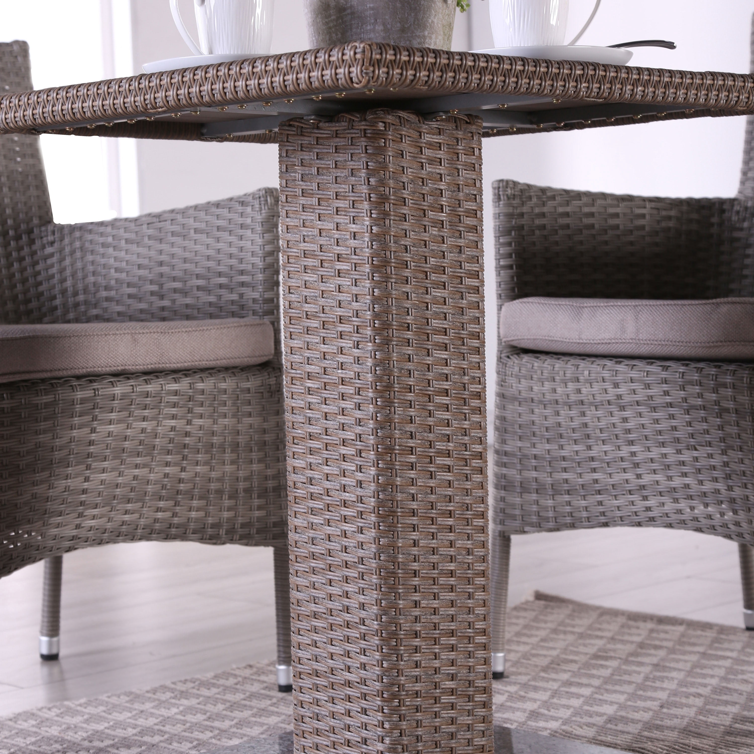 Masa PE Wicker Rattan Bistro Outdoor Dining Table in Natural