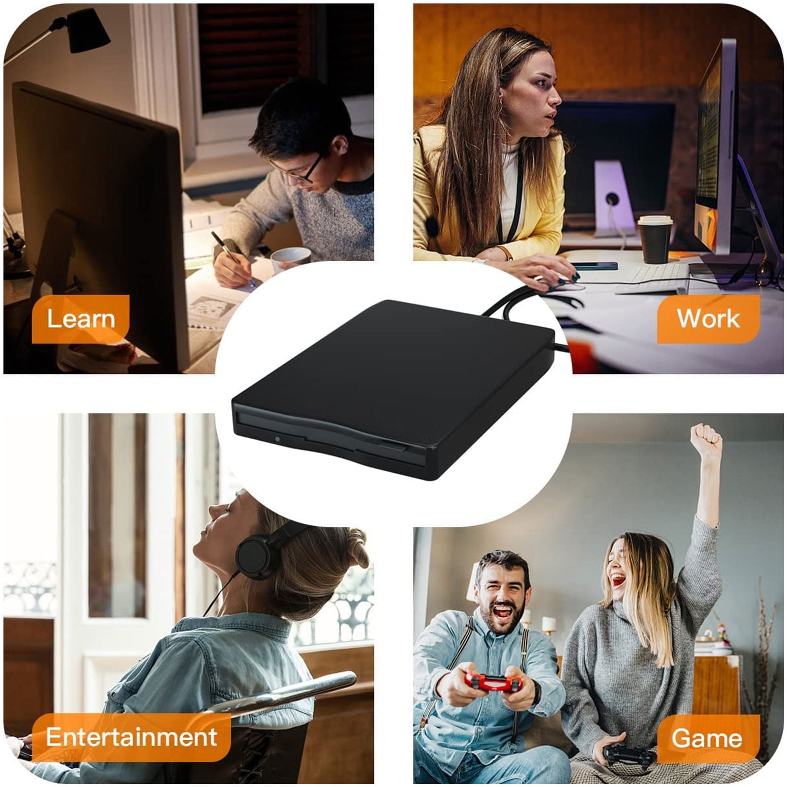 Portable Floppy Disk Reader With Double Ports and Quick Setup for Laptop and Desktop