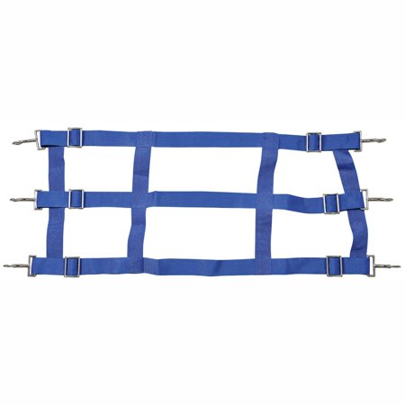 Jeffers Equine Adjustable Open Horse Stall Guard, Blue – Heavy Duty Poly Web Stable Gate Barrier and Stall Door Accessories for Horses, Barns, Stables & Equestrian Use - 18”H x 36”-48”L