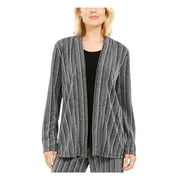 JM COLLECTION Womens Silver Pinstripe Top Petites Size: PXL
