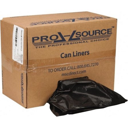 PRO-SOURCE 60 Gal 1.5 mil Heavy-Duty Trash Bag 38" Wide x 58" High, Linear Low-Density Polyethylene (LLDPE), Flat Pack, Black